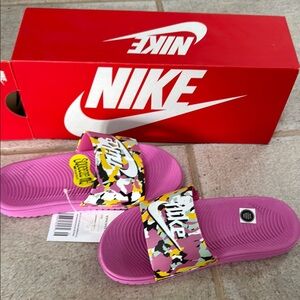 Nike Purple Camo Slides size 2 NWT